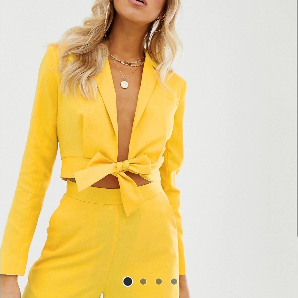Asos crop yellow suit